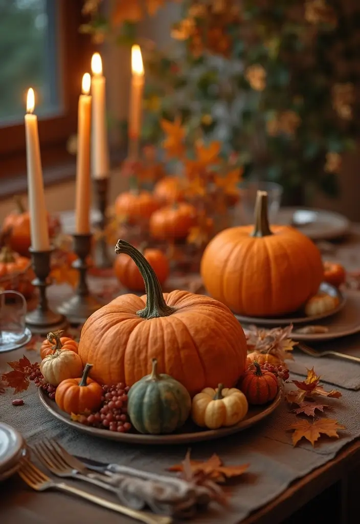 28 Wood Dining Room Table Decor Ideas for Every Season - 4. Autumn Harvest Table