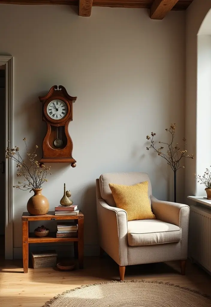 30 Beige and Wood Living Room Decor Ideas for a Soft Natural Style - 10. Vintage Wood Accents
