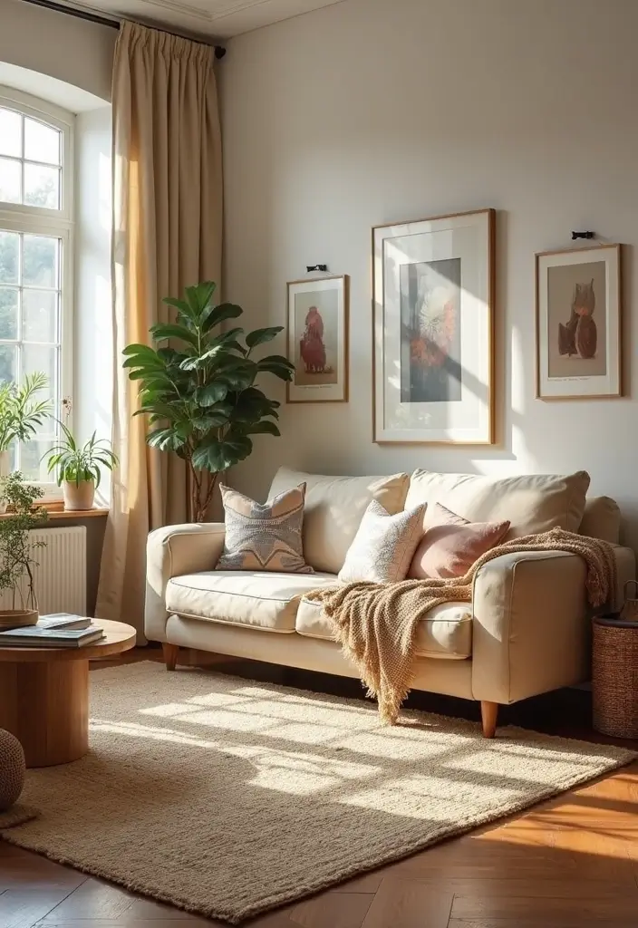 30 Beige and Wood Living Room Decor Ideas for a Soft Natural Style - 13. Natural Fiber Rugs