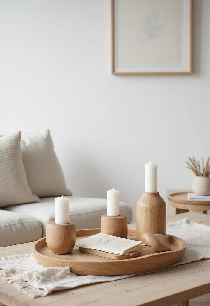 30 Beige and Wood Living Room Decor Ideas for a Soft Natural Style - 15. Minimalist Wooden Decor