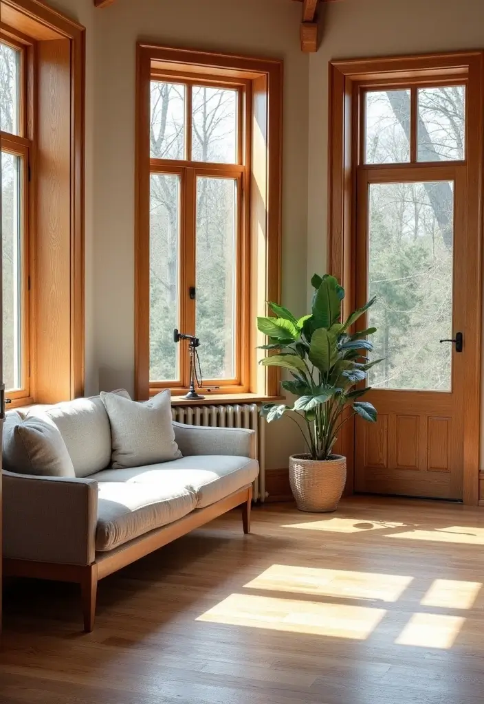 30 Beige and Wood Living Room Decor Ideas for a Soft Natural Style - 20. Natural Wood Trims