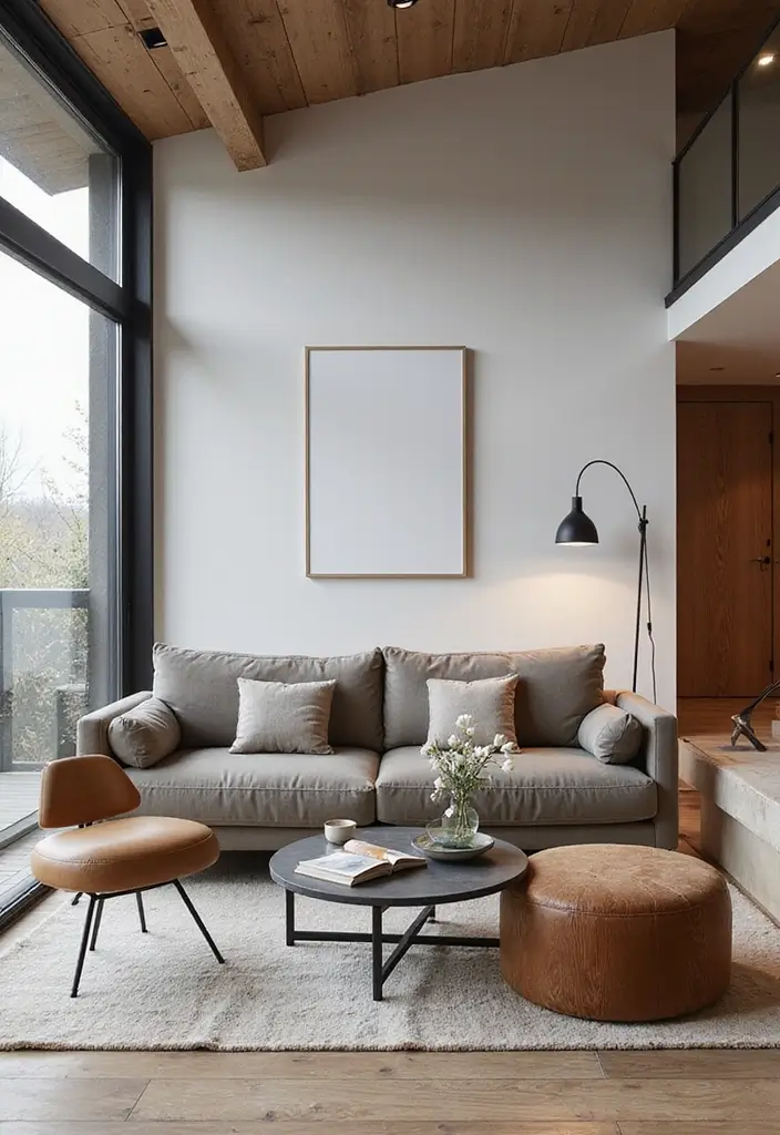 30 Beige and Wood Living Room Decor Ideas for a Soft Natural Style - 21. Wood and Metal Combo Furniture