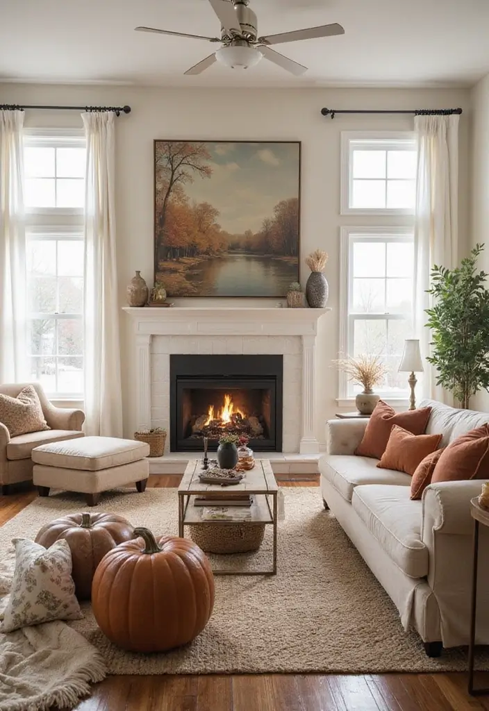 30 Beige and Wood Living Room Decor Ideas for a Soft Natural Style - 30. Seasonal Decor Changes