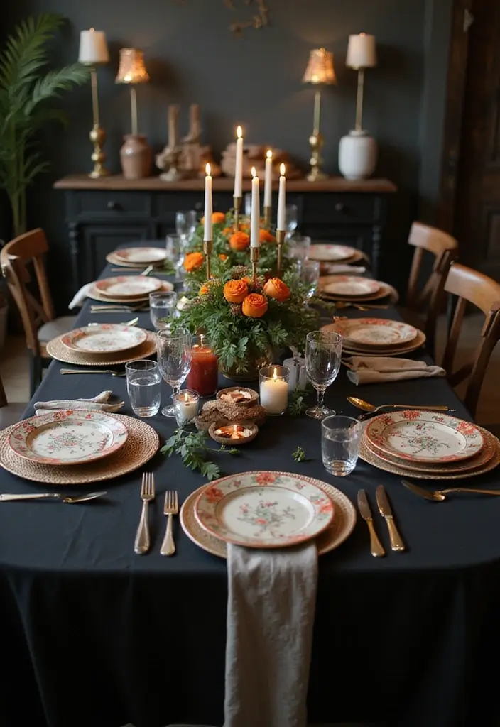 30 Black Wood Dining Table Decor Ideas for Elegant Dining Rooms 15 30 Black Wood Dining Table Decor Ideas for Elegant Dining Rooms - 3. Elegantly Layered Table Settings