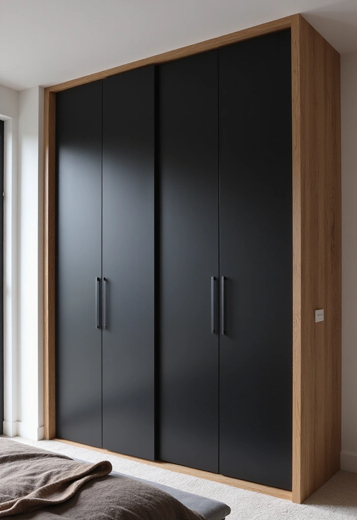 30 Black and Wood Bedroom Decor Ideas for a Modern Contrast - 5. Black and Wood Wardrobe Design
