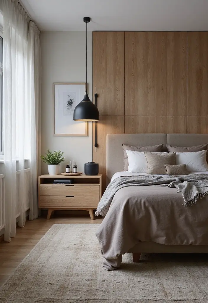 30 Black and Wood Bedroom Decor Ideas for a Modern Contrast - 9. Black Decorative Accents on Wooden Furniture