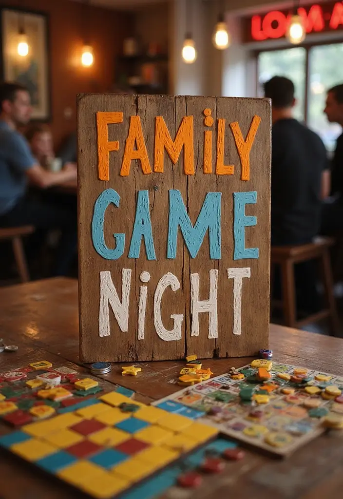 30 DIY Family Wood Sign Ideas for Personalized Wall Decor - 19. Family Game Night Sign