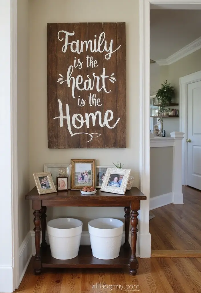 30 DIY Family Wood Sign Ideas for Personalized Wall Decor - 21. Family is the Heart of the Home Sign