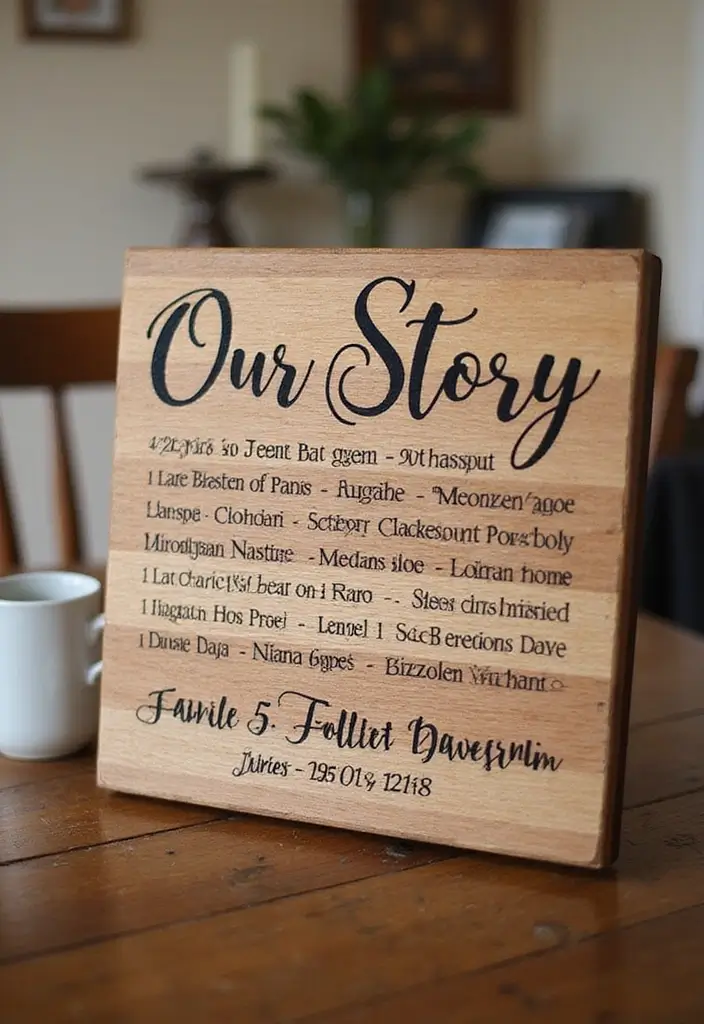 30 DIY Family Wood Sign Ideas for Personalized Wall Decor - 23. Our Story Sign