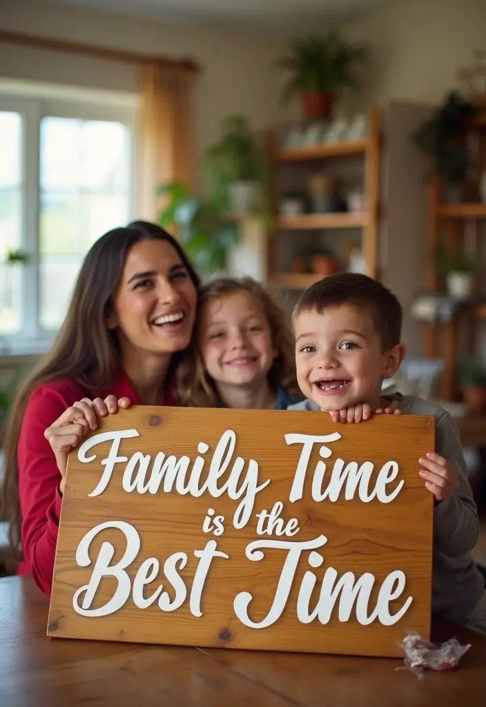 30 DIY Family Wood Sign Ideas for Personalized Wall Decor - 28. Family Time is the Best Time Sign