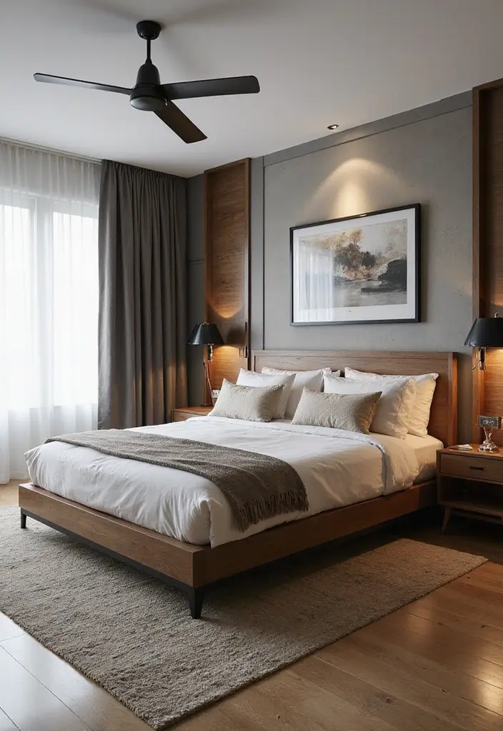 30 Master Bedroom Ideas Featuring Wood Beds for a Natural Feel 56 30 Master Bedroom Ideas Featuring Wood Beds for a Natural Feel - 18. Wood and Metal Fusion Bed