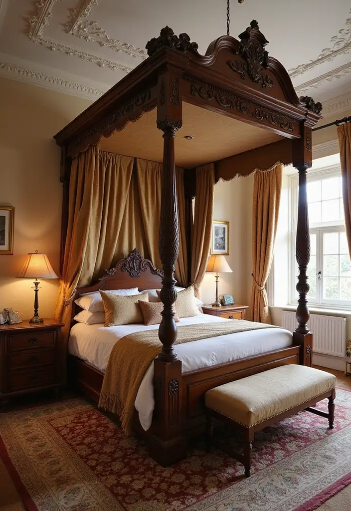 30 Master Bedroom Ideas Featuring Wood Beds for a Natural Feel 89 30 Master Bedroom Ideas Featuring Wood Beds for a Natural Feel - 29. Luxurious Four-Poster Wooden Bed