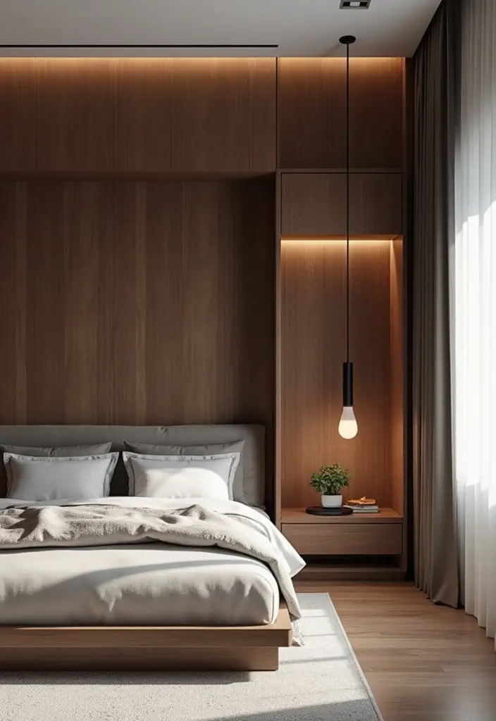 30+ Minimalist Bedroom Decor Ideas with Dark Wood Furniture 84 30+ Minimalist Bedroom Decor Ideas with Dark Wood Furniture - 24. Hidden Storage Solutions