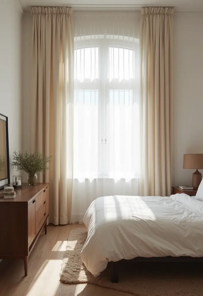 30+ Minimalist Bedroom Decor Ideas with Dark Wood Furniture 99 30+ Minimalist Bedroom Decor Ideas with Dark Wood Furniture - 27. Simple Curtain Designs