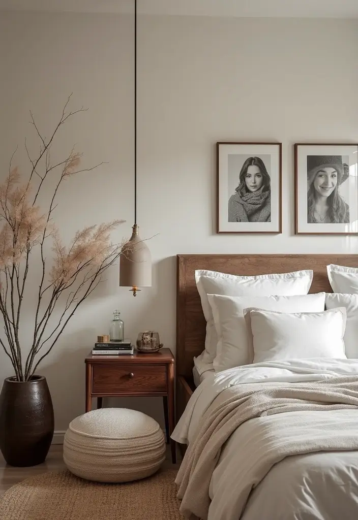 30+ Minimalist Bedroom Decor Ideas with Dark Wood Furniture 102 30+ Minimalist Bedroom Decor Ideas with Dark Wood Furniture - 30. Personalized Touches