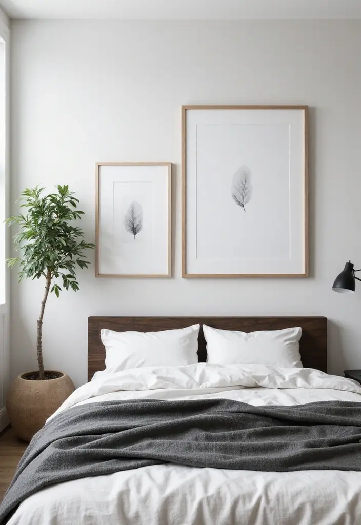 30+ Minimalist Bedroom Decor Ideas with Dark Wood Furniture 18 30+ Minimalist Bedroom Decor Ideas with Dark Wood Furniture - 6. Minimalist Artwork