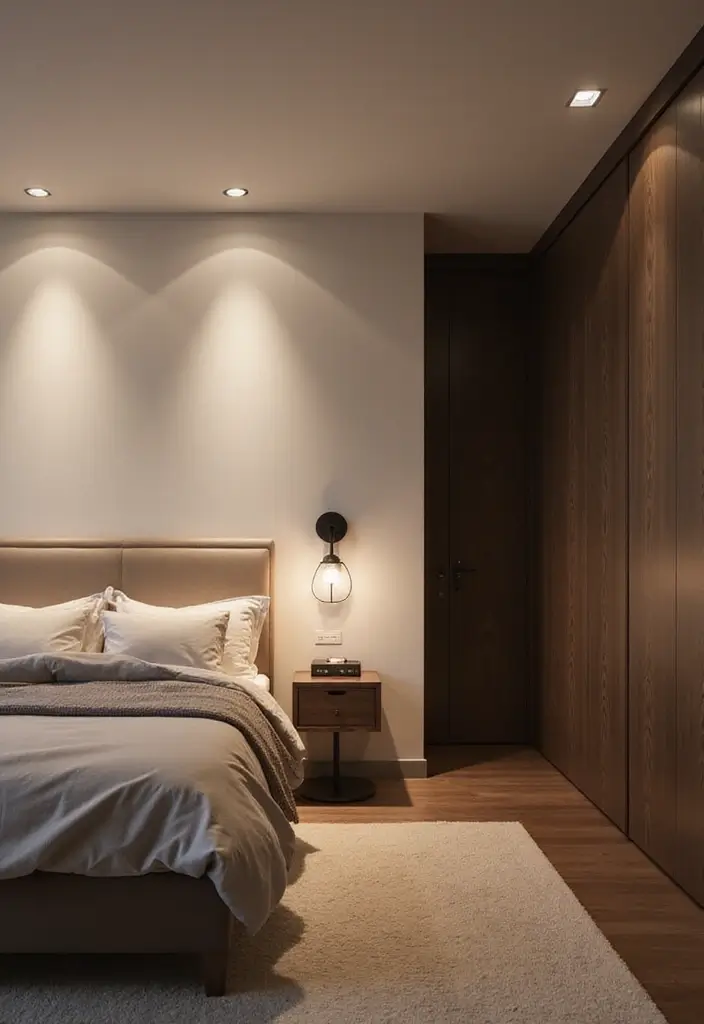 30+ Minimalist Bedroom Decor Ideas with Dark Wood Furniture 25 30+ Minimalist Bedroom Decor Ideas with Dark Wood Furniture - 7. Integrated Lighting