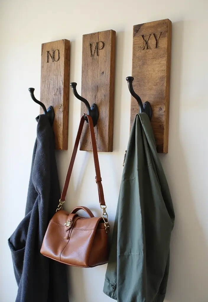 30 Scrap Wood DIY Projects for Cozy Home Decorations - 16. Wooden Wall Hooks