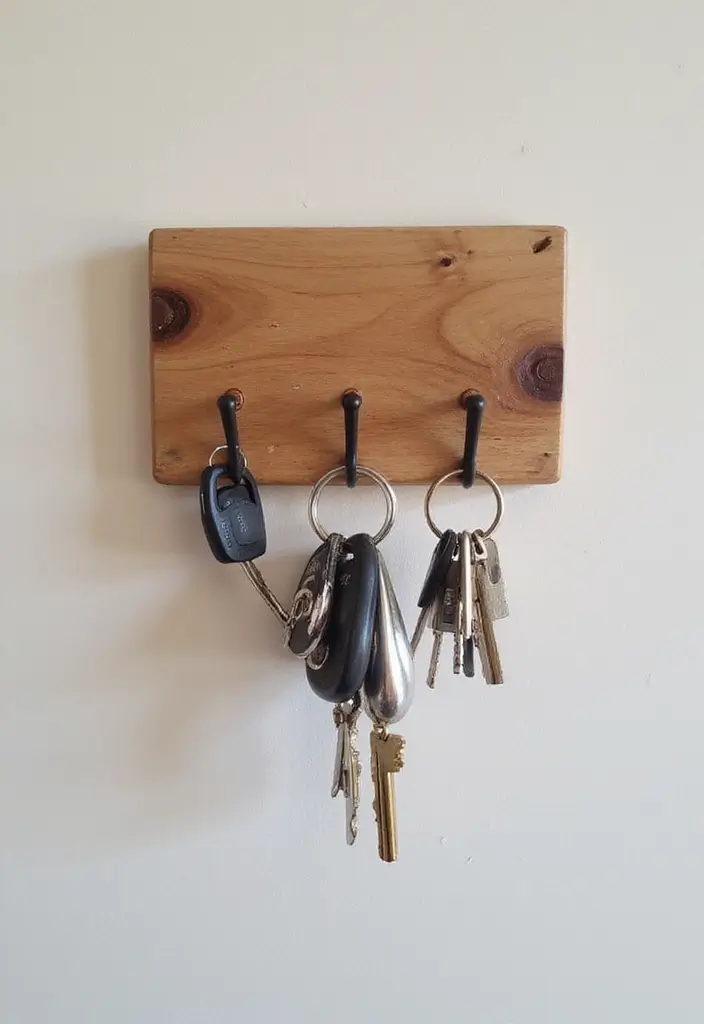 30 Scrap Wood DIY Projects for Cozy Home Decorations - 17. Wooden Key Holder
