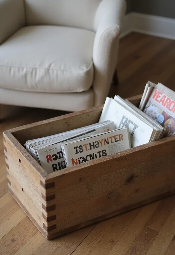 30 Scrap Wood DIY Projects for Cozy Home Decorations - 24. Wooden Magazine Holder