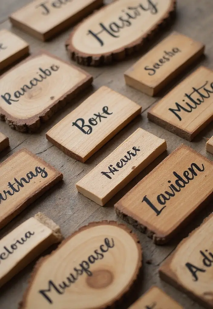 30 Scrap Wood DIY Projects for Cozy Home Decorations - 28. Wooden Name Tags