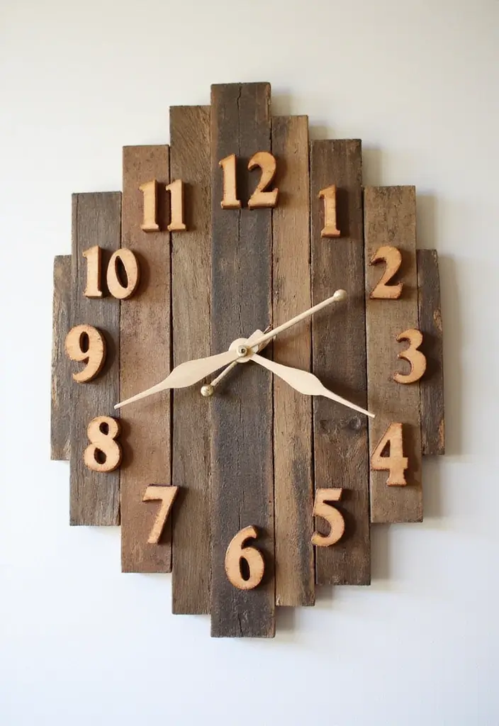 30 Scrap Wood DIY Projects for Cozy Home Decorations - 5. Scrap Wood Wall Clock