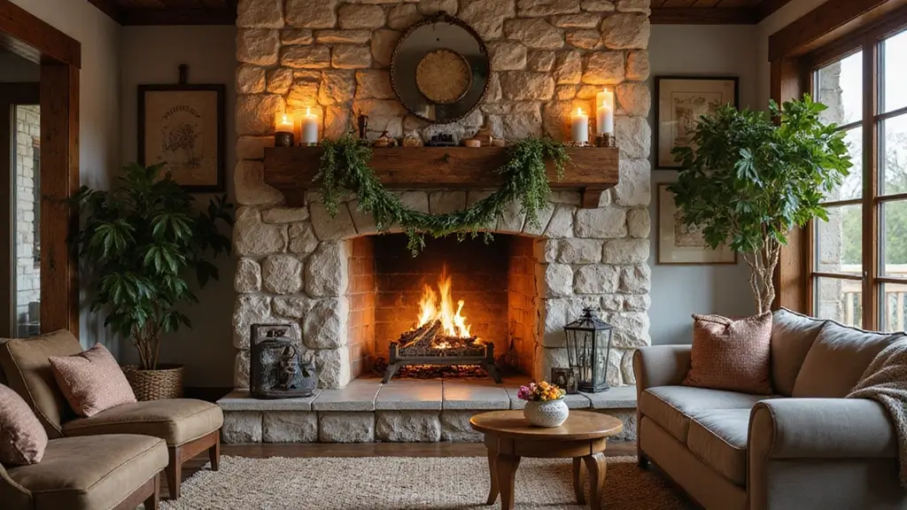 30 Stone Fireplace Decor Ideas with Wooden Mantles